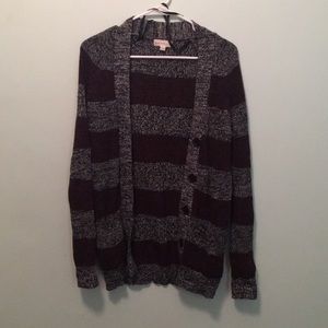 Buckle striped cartigan